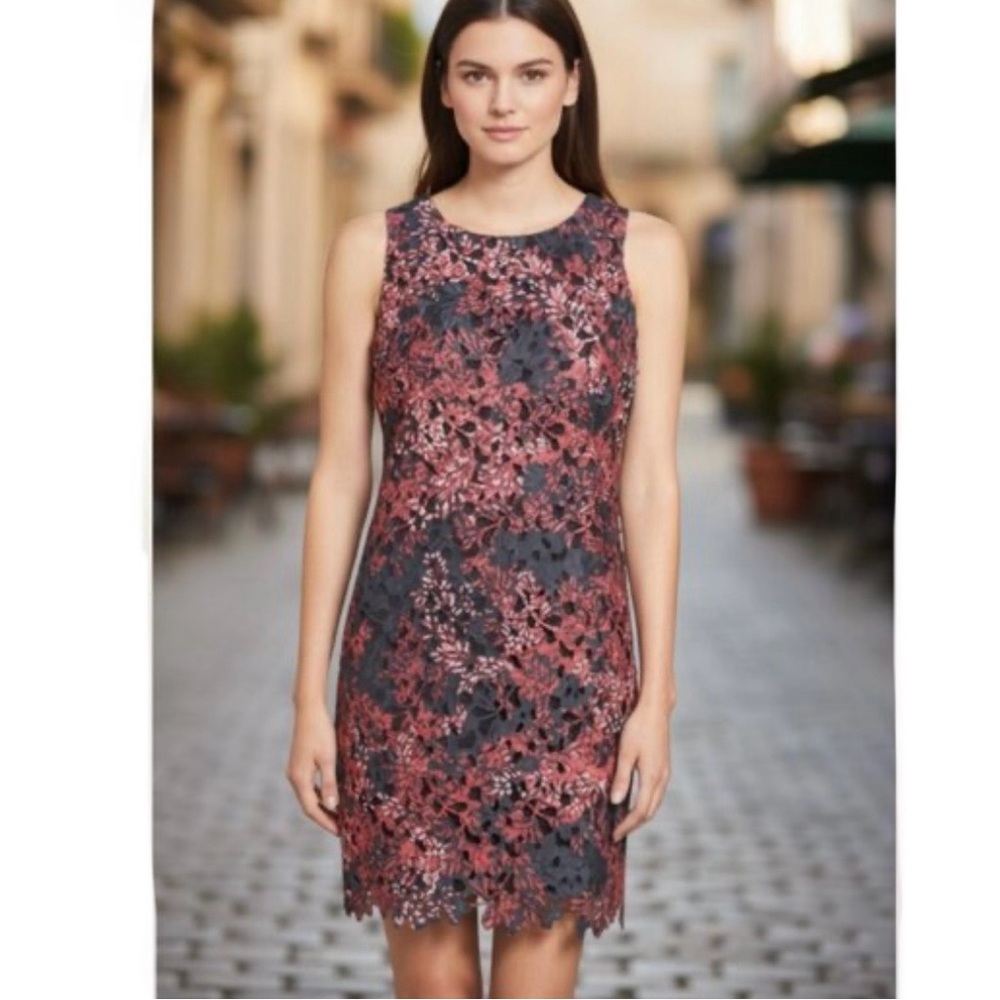 Vince Camuto lace floral sheath sleeveless dress women’s Size 2